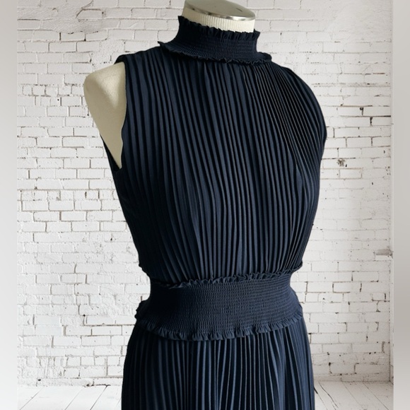 NANETTE NANETTE LEPORE Pleated swing Blouson elastic waist high neck Dress 2 - Picture 7 of 16